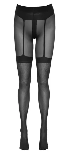Cottelli LEGWARE Net Tights with Woven Suspender Belt, Black, 30 Denier