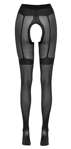 Cottelli Legwear Crotchless Net Tights with Suspender Design 30 Denier