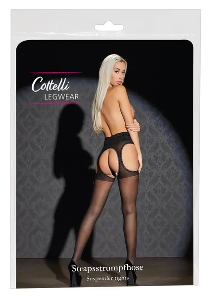 Cottelli Collection Suspender Tights Lace Elegance Black L/XL