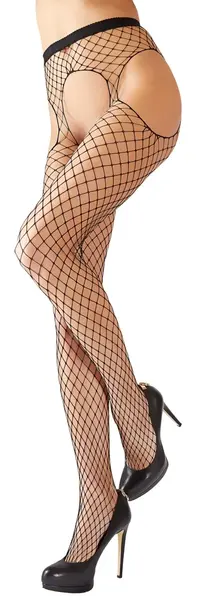 Cottelli Collection Fence Net Suspender Tights S-L, Black, Stretch Fit
