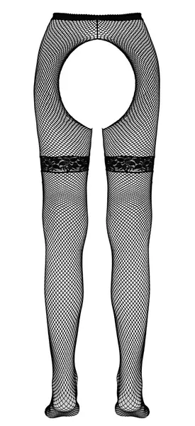 Cottelli Collection Fence Net Tights M/L with Lace Garters Black