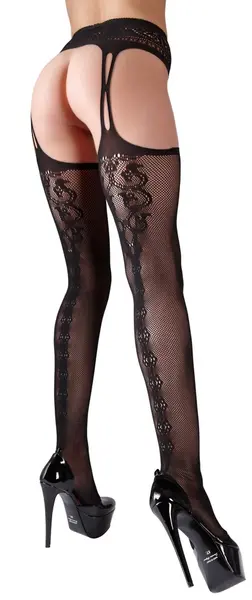 Cottelli Collection Suspender-Style Net Tights S/M with Back Seam