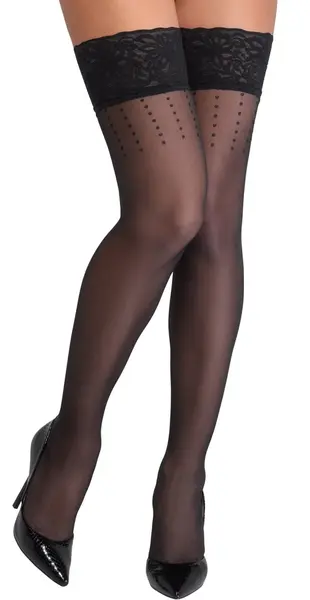 Cottelli LEGWARE Hold-Ups Dot 5 Black 20DEN Silicone Lace Band