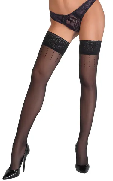Cottelli LEGWARE Hold-Ups Dot 3 Black Stockings with Lace Top, 20 DEN