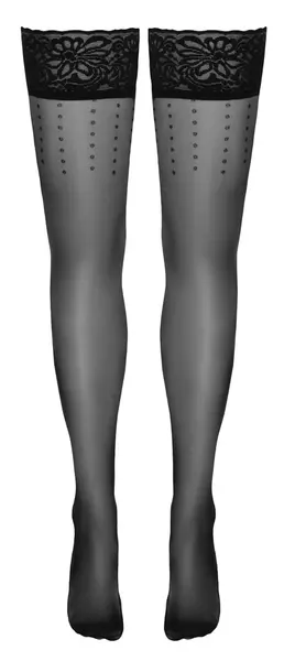 Cottelli Legware Dot 2 Hold-Up Stockings Black with Lace Top 20 DEN