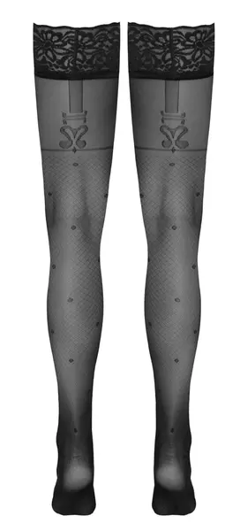 Cottelli Legware Flirt 5 Black Hold-Up Stockings with Lace Trim, 40 DEN
