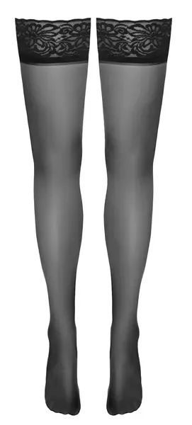 Cottelli Legware Seam Hold-Up Stockings with Lace Top, Black, 20 DEN