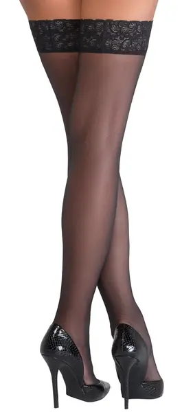 Cottelli LEGWARE Stockings Black 20 DEN Lace Top Hold-Up 5 Size