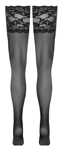 Cottelli LEGWARE Black Hold-Up Stockings with Wide Lace 20 DEN