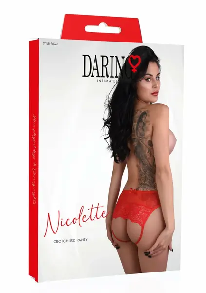 Nicolette Crotchless Panty - Eyelash Lace & Mesh, Strappy Open Back
