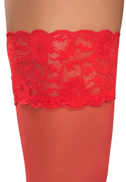 Cottelli LEGWARE Red Hold-Up Stockings 20 DEN Lace Top Silicone Grip