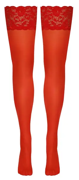 Cottelli LEGWARE Red Hold-Up Stockings 20 DEN Lace Top Silicone Grip