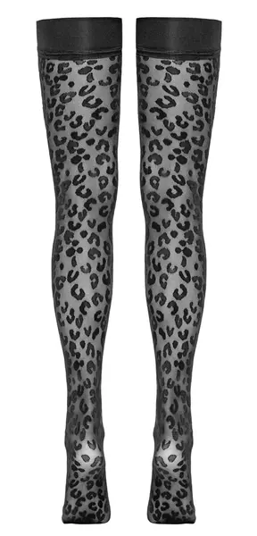 Cottelli Legware Leo Hold Up Stockings 30 Den, Leopard Pattern