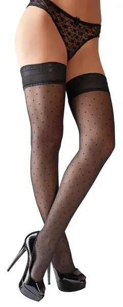 Cottelli Collection Hold-Up Stockings Dots 25 DEN, Black, Size Universal