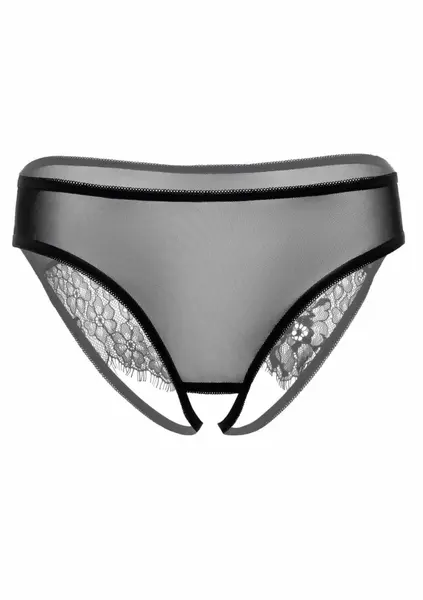 Nicolette Strappy Lace & Mesh Open Back Panty S/M L/XL Black