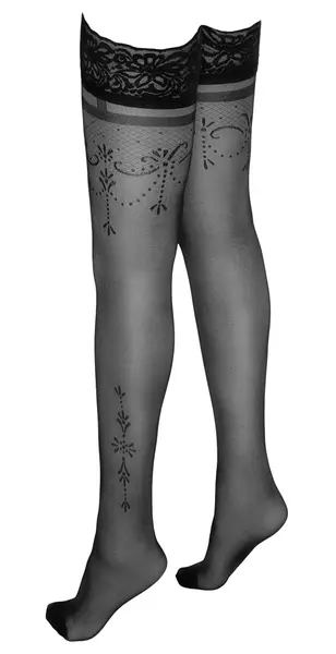 Cottelli Collection Hold-Up Stockings Black Lace Top Size 4