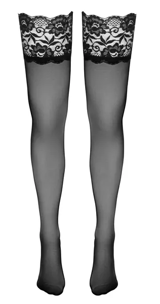 Cottelli Collection Hold-Up Stockings 20 Denier with Wide Lace Top Black