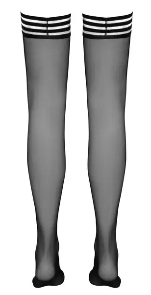 Cottelli Collection Hold-Up Stockings Black Size 4, Elegant Ring Pattern