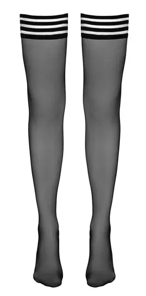 Cottelli Collection Hold-up Stockings Black 17 Denier Silicone Top M