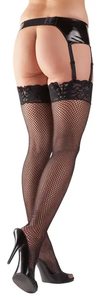 Cottelli Collection Net Stockings Lace S/M - Decorative Lace Top, Black