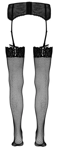 Cottelli Collection Net Stockings Lace S/M - Decorative Lace Top, Black