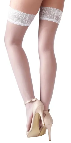 Cottelli Collection Hold-Up Stockings White 17 Denier Lace Top S/M