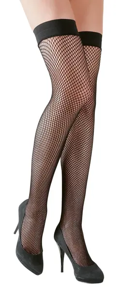 Cottelli Collection Hold-ups S - Elegant Sheer Net Stockings with Silicone Band