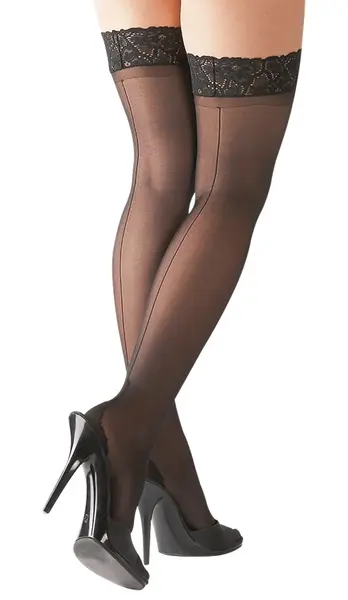 Cottelli Collection Hold-Up Stockings 20 Denier with Lace Top Black