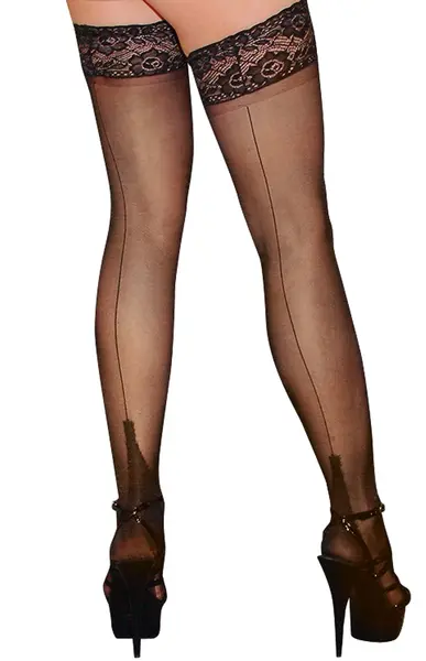 Cottelli Collection Hold-Up Stockings 20 Denier with Lace Top Black