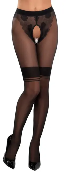 Cottelli Legware Retro Open-Crotch Tights 25 Den Nude/Black S/M