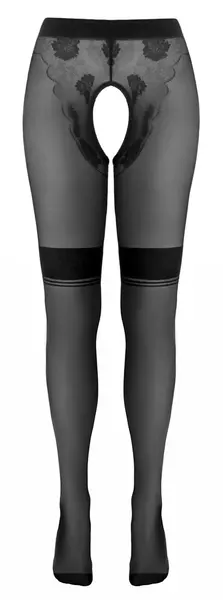 Cottelli Legware Retro Open-Crotch Tights 25 Den Nude/Black S/M