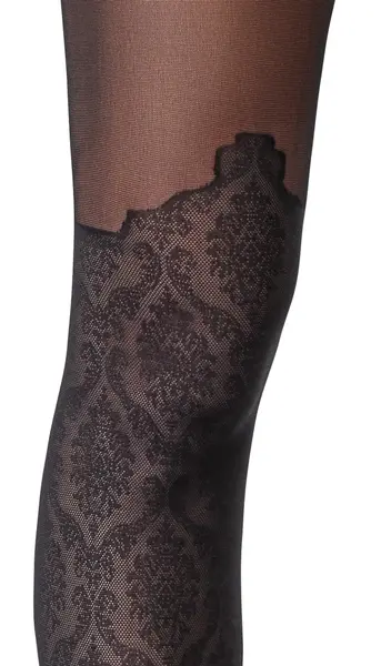 Cottelli Legware Black Lace Overknee Open Tights 25/50 DEN Oeko-Tex