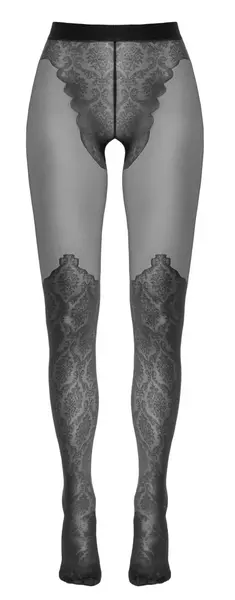 Cottelli Legware Black Lace Overknee Open Tights 25/50 DEN Oeko-Tex
