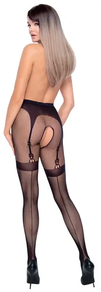 Cottelli Legware Tights S-L with Integrated Suspender Net Design