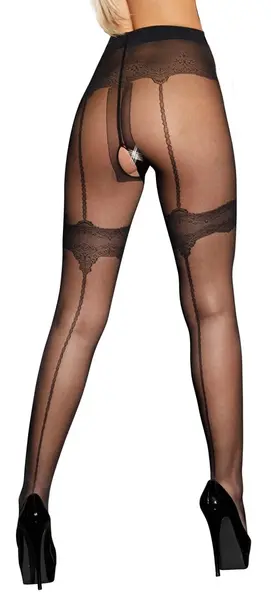 Cottelli LEGWEAR Open Design Tights with Decorative Back Seams M/L
