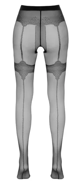 Cottelli LEGWEAR Open Crotch Tights with Garters, Black, Size 4