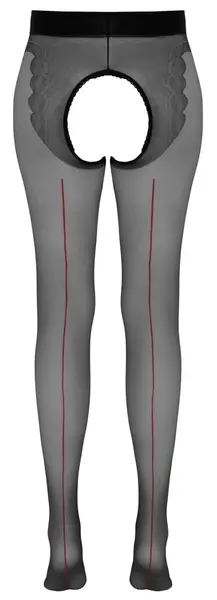 Black Level Open-Crotch Tights Black with Red Seam, Reinforced Design