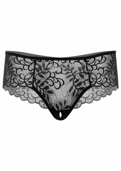 Ella Crotchless Cheeky Panty Lace Design S/M & L/XL Black