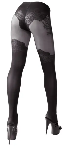 Cottelli Legwear Black Over-the-Knee Open-Design Tights 40/20 DEN