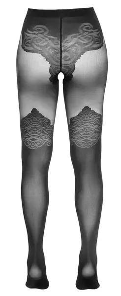 Cottelli Legwear Black Open-Crotch Tights Opaque & Sheer 40/20 Den