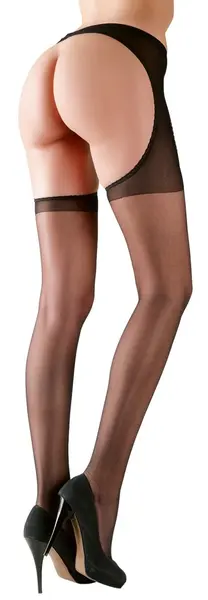 Cottelli Legwear Open Design Tights L/XL Black Velvet Touch
