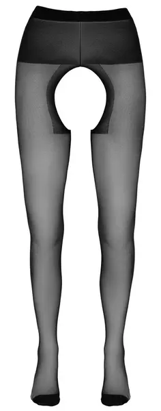 Cottelli LEGWEAR Open Gusset Tights Black Size 4 - Stretch Comfort Fit