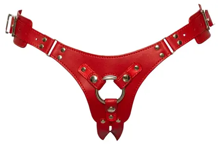 Bad Kitty Adjustable Red Strap-On Harness S-L, Leather Look, Universal Fit