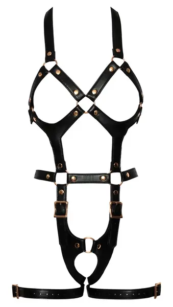 Bad Kitty Harness S/M Rose - Adjustable Vegan Leather with Rose-Gold Finish