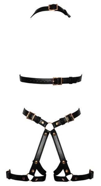 Bad Kitty Harness S/M Rose - Adjustable Vegan Leather with Rose-Gold Finish