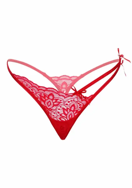 Gina Spicy V-string Lace Panties S/M & L/XL Black Cotton Gusset