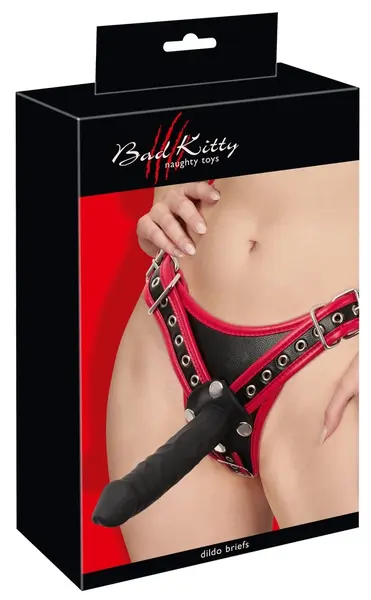 Bad Kitty Adjustable Strap-On Harness S/M Leather Look with 3 Silicone Attachments