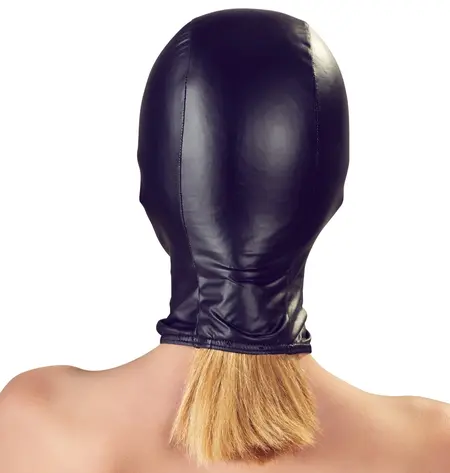 Bad Kitty Head Mask Red & Black Stretch Hood Unisex One Size