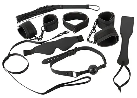 Bad Kitty Bondage Set 7-Piece Adjustable Faux Leather Black
