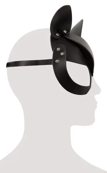 Bad Kitty Cat Mask Black Imitation Leather with Rhinestone Accents